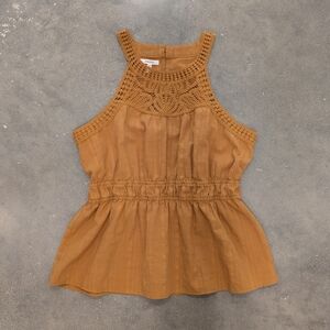 100% Cotton Crochet Peplum Tank Top